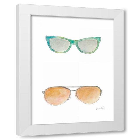 Water Color Sunglasses II White Modern Wood Framed Art Print by Loreth, Lanie