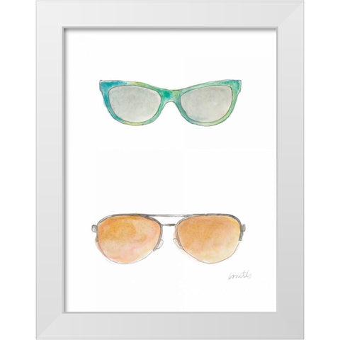 Water Color Sunglasses II White Modern Wood Framed Art Print by Loreth, Lanie