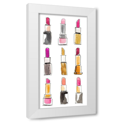 Lipsticks I White Modern Wood Framed Art Print by Loreth, Lanie