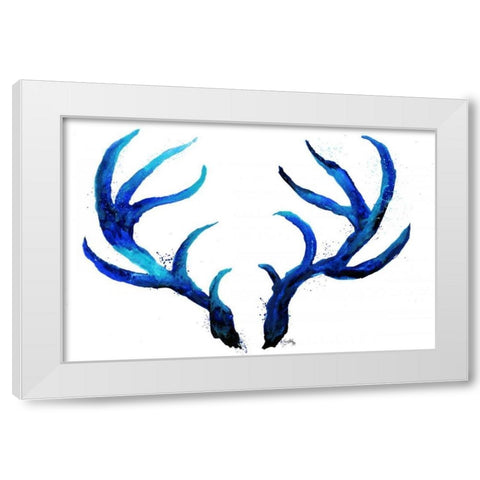 Blue Antlers White Modern Wood Framed Art Print by Medley, Elizabeth