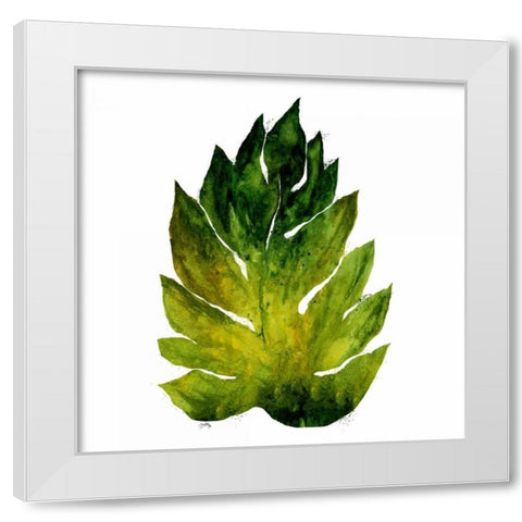 Green Leaves Square I White Modern Wood Framed Art Print by Medley, Elizabeth