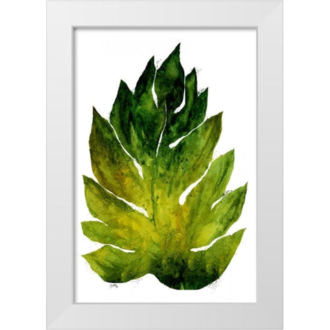 Green Leaves I White Modern Wood Framed Art Print by Medley, Elizabeth