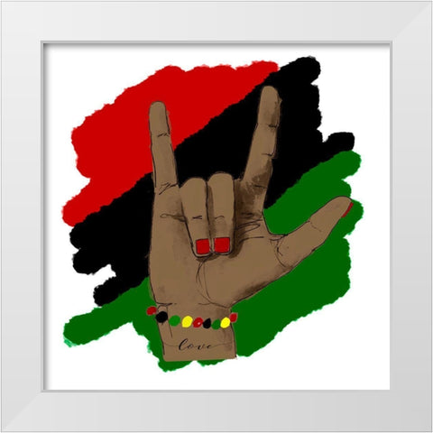 Love Hand Sign White Modern Wood Framed Art Print by Loreth, Lanie