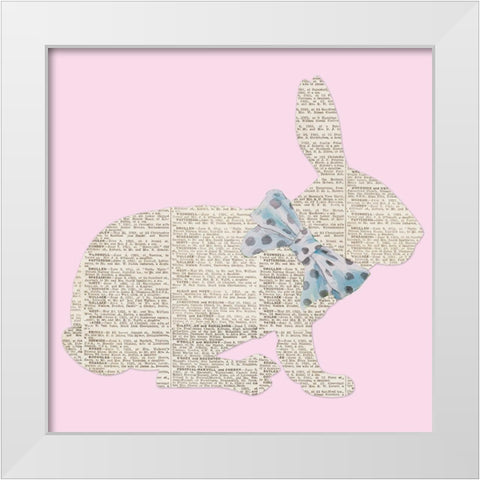 Easter Bunny Silhouette with Bow White Modern Wood Framed Art Print by Loreth, Lanie