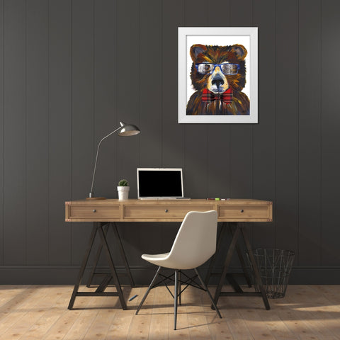Beary Cool White Modern Wood Framed Art Print by DeRice, Julie