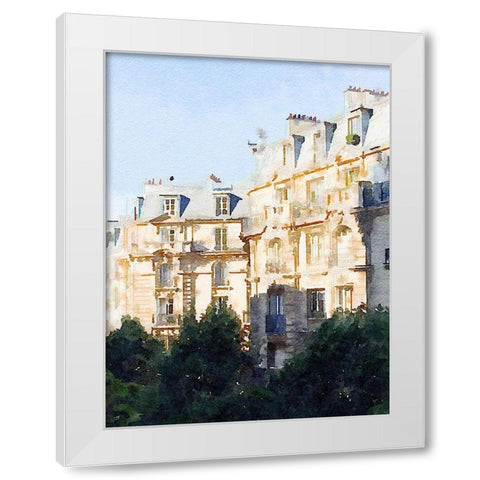 Watercolor Streets of Paris III White Modern Wood Framed Art Print by Navas, Emily