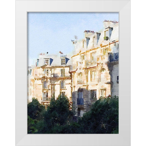 Watercolor Streets of Paris III White Modern Wood Framed Art Print by Navas, Emily