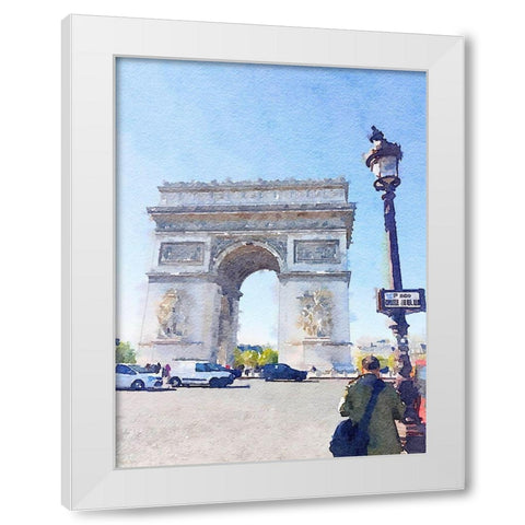 Watercolor Streets of Paris I White Modern Wood Framed Art Print by Navas, Emily