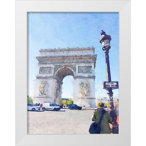 Watercolor Streets of Paris I White Modern Wood Framed Art Print by Navas, Emily