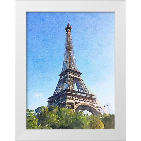 Watercolor Streets of Paris II White Modern Wood Framed Art Print by Navas, Emily