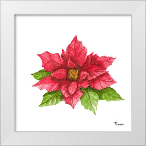 Poinsettia II White Modern Wood Framed Art Print by Hakimipour, Tiffany