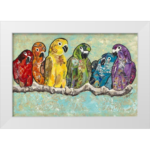 Flock of Colors White Modern Wood Framed Art Print by Ritter, Gina