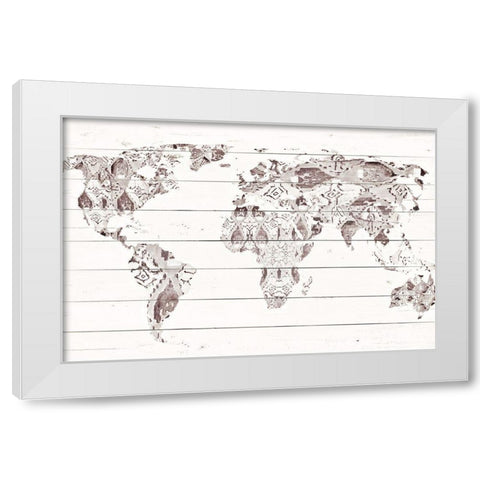 Aztec Map on Wood White Modern Wood Framed Art Print by Ritter, Gina