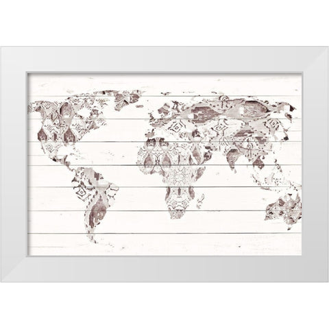 Aztec Map on Wood White Modern Wood Framed Art Print by Ritter, Gina