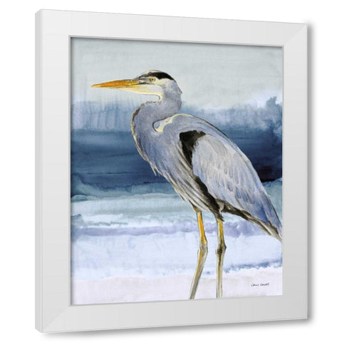 Heron On Blue I White Modern Wood Framed Art Print by Loreth, Lanie