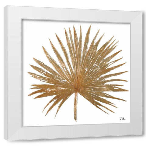 Golden Leaf Palm I White Modern Wood Framed Art Print by Pinto, Patricia