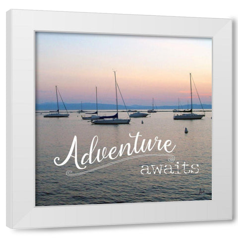 Adventure Awaits White Modern Wood Framed Art Print by Metz, Andi