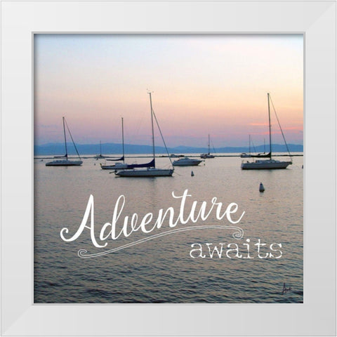 Adventure Awaits White Modern Wood Framed Art Print by Metz, Andi