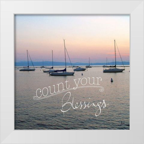 Count your Blessings White Modern Wood Framed Art Print by Metz, Andi