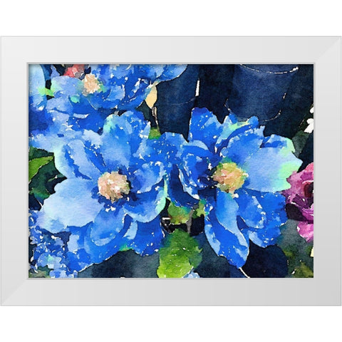Popping Blues White Modern Wood Framed Art Print by Navas, Emily