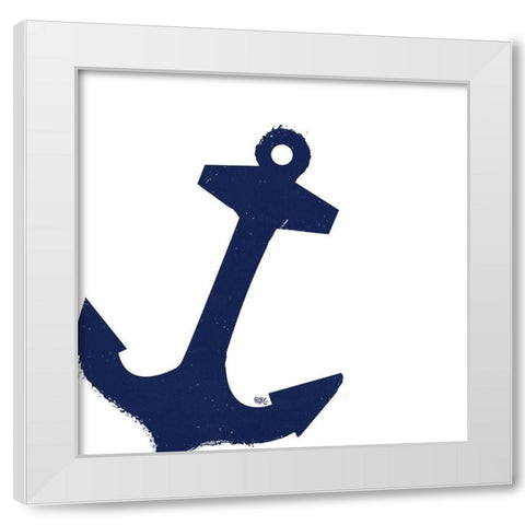 Coastal Navy on White III White Modern Wood Framed Art Print by Hakimipour, Tiffany