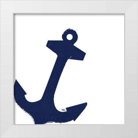 Coastal Navy on White III White Modern Wood Framed Art Print by Hakimipour, Tiffany