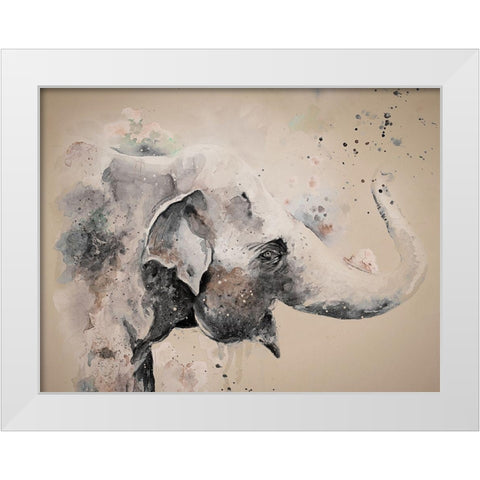 Sandstone Elephant White Modern Wood Framed Art Print by Pinto, Patricia