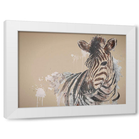 Sandstone Zebra White Modern Wood Framed Art Print by Pinto, Patricia