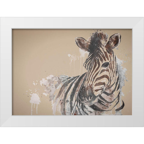 Sandstone Zebra White Modern Wood Framed Art Print by Pinto, Patricia