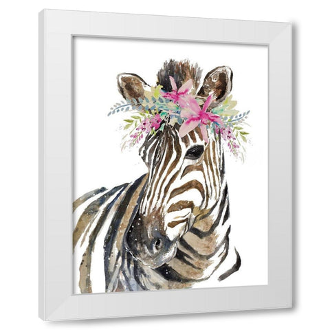 Whimsical Water Zebra White Modern Wood Framed Art Print by Pinto, Patricia