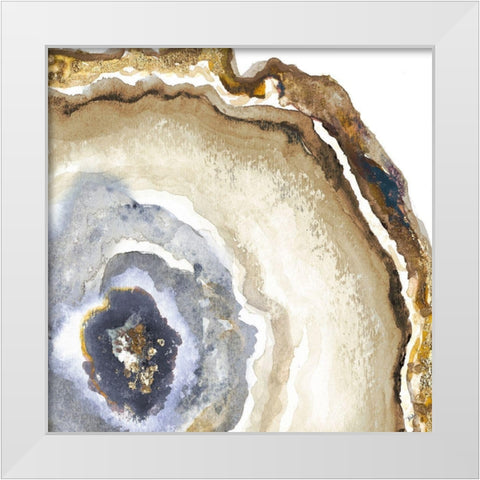 Light Blue Agate Watercolor White Modern Wood Framed Art Print by Pinto, Patricia