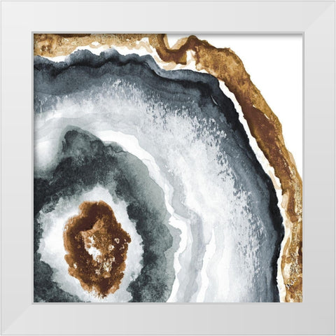 Gray and Gold Agate II White Modern Wood Framed Art Print by Pinto, Patricia