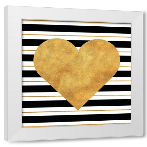 Golden Heart White Modern Wood Framed Art Print by SD Graphics Studio