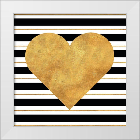 Golden Heart White Modern Wood Framed Art Print by SD Graphics Studio