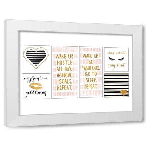 Golden Glam Collection White Modern Wood Framed Art Print by SD Graphics Studio