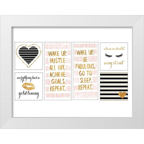 Golden Glam Collection White Modern Wood Framed Art Print by SD Graphics Studio