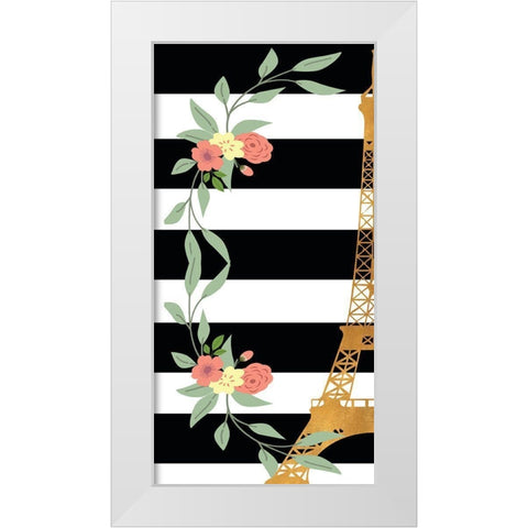 Eiffel on Stripes Panel I White Modern Wood Framed Art Print by SD Graphics Studio
