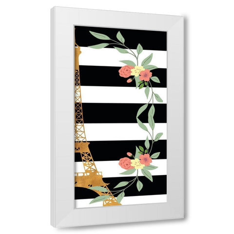 Eiffel on Stripes Panel II White Modern Wood Framed Art Print by SD Graphics Studio