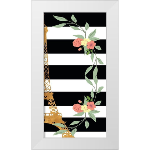 Eiffel on Stripes Panel II White Modern Wood Framed Art Print by SD Graphics Studio