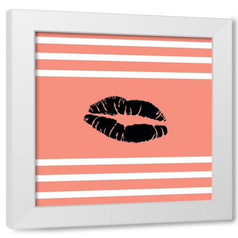 Lips White Modern Wood Framed Art Print by SD Graphics Studio