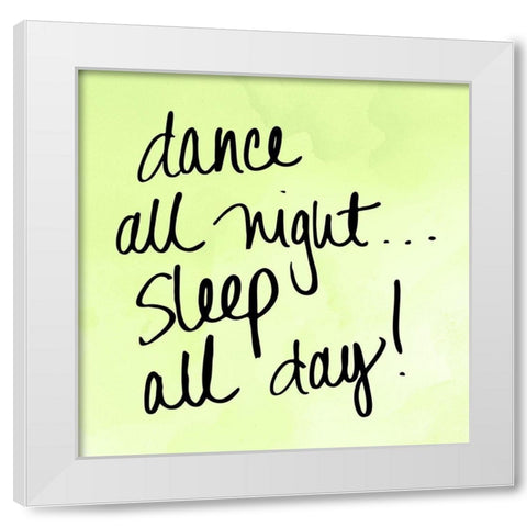 Dance and Sleep White Modern Wood Framed Art Print by SD Graphics Studio