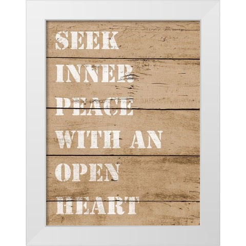 Seek Inner Peace White Modern Wood Framed Art Print by SD Graphics Studio