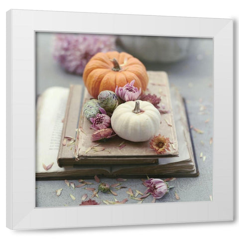 Florals In Fall White Modern Wood Framed Art Print by Gardner, Sarah