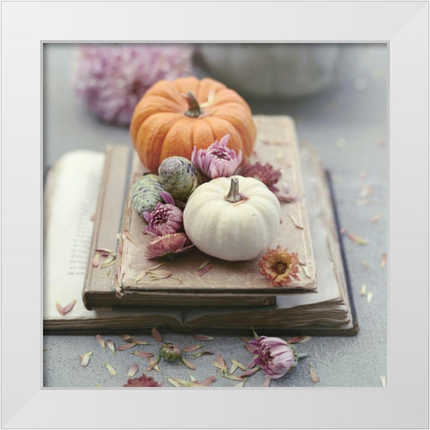 Florals In Fall White Modern Wood Framed Art Print by Gardner, Sarah