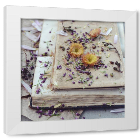 Fall Into The Text White Modern Wood Framed Art Print by Gardner, Sarah