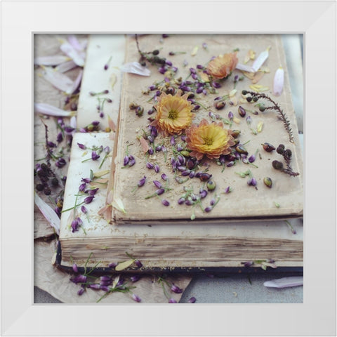 Fall Into The Text White Modern Wood Framed Art Print by Gardner, Sarah