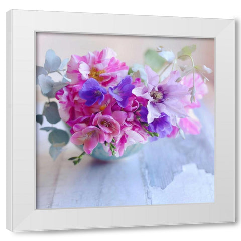 Violet Blooms White Modern Wood Framed Art Print by Gardner, Sarah