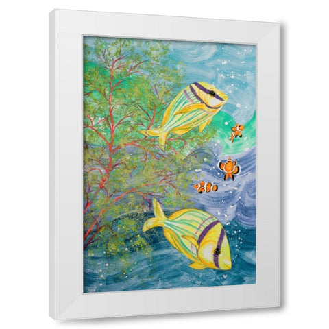 Aquamarina I White Modern Wood Framed Art Print by Baliko, Linda