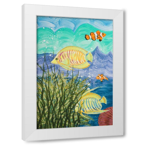 Aquamarina II White Modern Wood Framed Art Print by Baliko, Linda