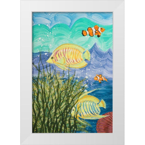 Aquamarina II White Modern Wood Framed Art Print by Baliko, Linda